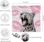 WNAGT Retro Trendy Leopard Tapestry Wall Hanging, Cheetah Leopard Room Decor, Vintage Funky Cheetah Print Lips Wall Blanket Decor for Girls Bedroom Dorm Apartment Home, 50x60 Inch(Pink)