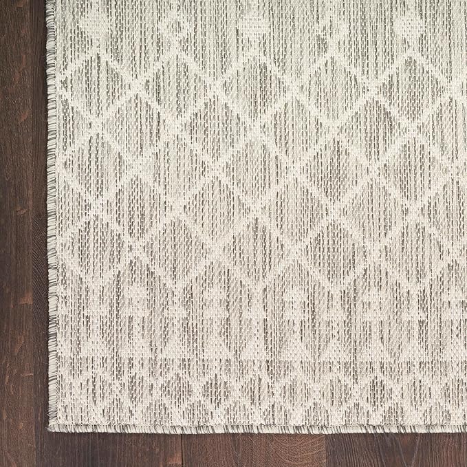 Nourison Home Positano Light Grey 9' x 12' Area Rug - Easy Clean, Non Shedding, Bed Room, Living Room, Dining Room, Kitchen (9' x 12')
