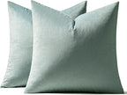 MIULEE Velvet Throw Pillow Covers 18x18 Inch, Pack of 2 - Blue Grey, Soft Solid Decorative Pillow Covers Cushion Cases Modern Luxury Home Decor for Spring Couch Sofa Bedroom Livingroom
