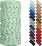 NOANTA Sage Macrame Cord 3mm x 109yards, Colored Macrame Rope, Cotton Rope Macrame Yarn, Colorful Cotton Craft Cord for Wall Hanging, Plant Hangers, Crafts, Knitting