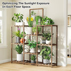EnHomee Plant Stand, 8 Tiers Indoor Plant Stand for Multiple Plants Pot, Wood Plants Shelves for Living Room, Patio, Balcony, Yard, Garden, 34.3" W x 11.8" D x 47.2" H