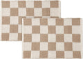 · REDEARTH · Jute Cotton Area Rug, Sustainable Handwoven, Non-Shedding, Soft & Durable – Reversible, Neutral Tones for Home Décor in Living Room, Dining, Bedroom (Gridstone Natural, 2'x3'), Set of 2
