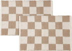 · REDEARTH · Jute Cotton Area Rug, Sustainable Handwoven, Non-Shedding, Soft & Durable – Reversible, Neutral Tones for Home Décor in Living Room, Dining, Bedroom (Gridstone Natural, 2'x3'), Set of 2