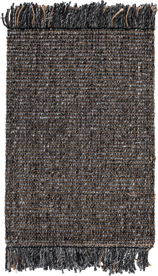 SAFAVIEH Natural Fiber Collection Area Rug - 2'3" x 4', Charcoal & Natural, Handmade Jute, Ideal for Foyer, Entryway, Accent Space (NF826H)