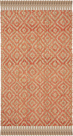 SAFAVIEH Natural Fiber Collection Accent Rug - 3' x 5', Orange & Natural, Handmade Boho Diamond Tassel Jute, Ideal for High Traffic Areas in Entryway, Living Room, Bedroom (NF266B)