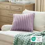 Bedsure Double-Side Striped Throw Pillow Covers 18x18 Set of 2, Spring Fluffy Light Purple Soft Decorative Pillow Covers, Home Decor for Couch Sofa Living Room Bedroom