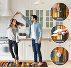 Kitchen Mats for Floor Colorful kitchen rugs Cool Wooden Abstract Anti Fatigue Kitchen Mats Waterproof Floor Mats Cushioned Non-Skid Standing Mats for Laundry, Sink, Set of 2,17.3 x 28+17.3 x 47 Inch