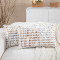 Boho Lumbar Pillow Covers Set of 2-12x20 Inch Farmhouse Tufted Boho Throw Pillows, Neutral Fluffy Pillow Cases Rectangle Accent Pillowcase for Couch Bedroom Living Room Sofa, Yellow White