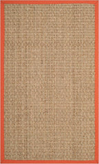 SAFAVIEH Area Rug 3x5 - Natural Fiber Collection - Natural & Rust, Seagrass, Basketweave Pattern with Border (NF114Y)