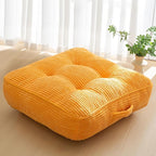 HIGOGOGO 6" Extra Thick Floor Pillow Cushion for Adults, Meditation Cushion Pillow, Large Square Floor Sitting, Tufted Corduroy Cover, for Tatami Living Room or Yoga, 22x22 Inch, Orange