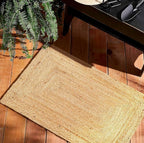 Jute Rug 2'x3' Area Rug - Pack of 2, Hand Woven Jute Braided Boho Rug for Living Room Outdoor Bedroom Kitchen Entryway Farmhouse Hallway, Rustic Vintage Natural Reversible Floor Rugs: Natural Jute