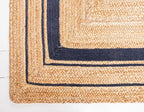 Unique Loom Braided Jute Collection Classic Quality Made Natural Hand Woven with Coastal Design Area Rug (2' 0 x 3' 0 Rectangular, Natural/ Navy Blue)