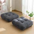 HIGOGOGO 6" Extra Thick Floor Pillow Cushion for Adults, Meditation Cushion Pillow, Large Square Floor Sitting, Tufted Corduroy Cover, for Tatami Living Room or Yoga, 22x22 Inch, 2Pack, Dark Grey