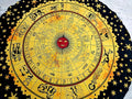Round Beach Tapestry Turquoise Mandala Throw/Boho Hippie Beach Blanket Roundie/Indian Cotton Bohemian Large Round Table Cloth-Home Decor/Yoga Mat Meditation Picnic Rug (42", Yellow Black)