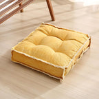 Verpert Square Thick Floor Seating Cushions,Solid Thick Tufted Cushion Meditation Pillow for Sitting on Floor,Tatami Pad for Guests or Kids Reading Nook, Yoga Living Room Sofa Balcony Outdoor(Yellow)
