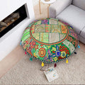 Rajasthani Handmade Colorful Decorative Floor Pillow Cover Meditation Patchwork Patchwork Cushion Seating Accent Boho Chic Indian Handmade Cover ONLY (Green, 32X32 Inches)