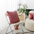 Home Brilliant Throw Pillow Covers Striped Corduroy Velvet Cushion Cover for Baby Supersoft Handmade Decorative Pillowcase, 50cm, 20 x 20 Inch, Dry Rose Pink