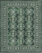 Lessymo 9x12 Area Rugs for Living Room, Machine Washable Non Slip Large Rug, Soft Low Pile Carpet for Bedroom Dining Office, Vintage Dark Green Distressed Floral Floor Decor