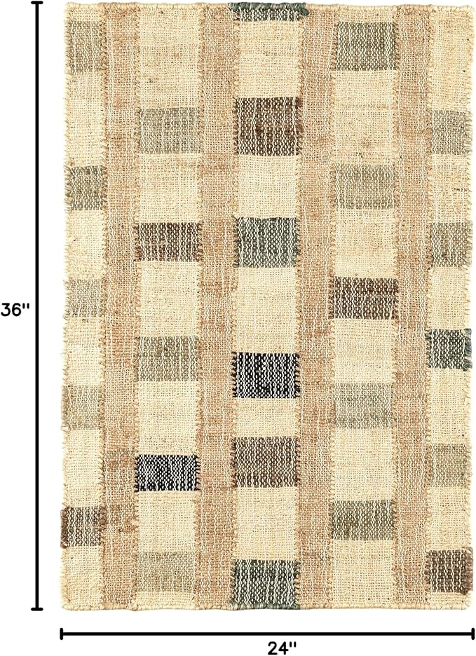 Dash and Albert Mosaic Blue Handwoven Jute Rug, 2 X 3 Feet, Blue/Ivory Geometric Pattern - Premium Luxury Hotel Quality Soft Breathable Hypoallergenic Machine Washable Easy Care All Season