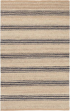 Dash & Albert Jute Ticking Indigo Handwoven Rug, 7.5 X 9.5 Feet, Blue Stripe Pattern