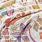 Boho Throw Blanket, 100% Organic Cotton Breathable Skin-Friendly Ultra Soft Bed Quilt Throw - All Season Floral Farmhouse Décor Luxury Blanket for Sofa Couch Chair and Gift. 91" x 98"