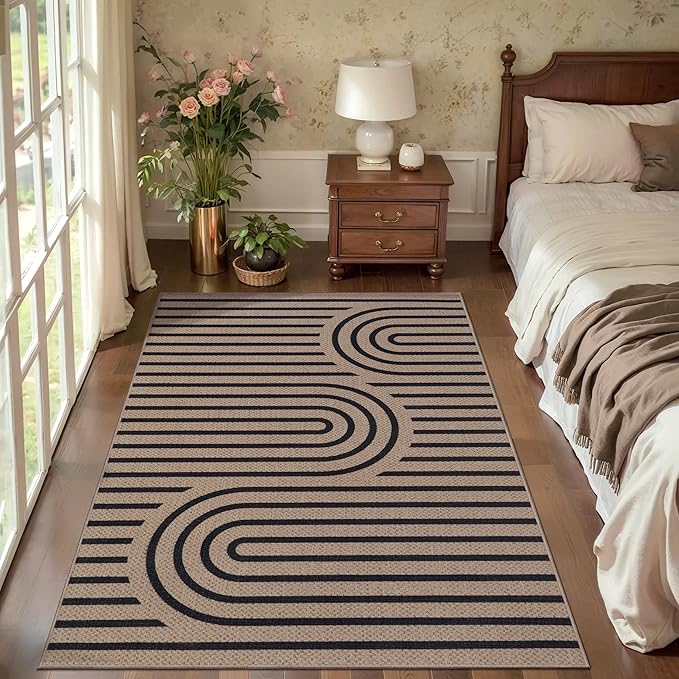 Tangsoo Easy Jute 3x5 Outdoor Rug for Living Room,Washable Indoor Rugs Farmhouse Non-Slip Thin Door Mat,Boho Throw Carpet for Front Porch Bedroom Patio Entryway Balcony