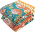 Boho Throw Blanket, 100% Organic Cotton Breathable Ultra Soft 80" x 90" Bed Quilt Throw - All Season Floral Rustic Farmhouse Decor Luxury Reversible Blanket for Sofa Couch Chair and Gift