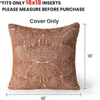 AELS Boho Decorative Textured Throw Pillow Covers 18x18, Organic Modern Mid Century Rainbow Tufted Pillow Case, Farmhouse Rustic Geometric Woven Cushion Case for Bed Couch Sofa, Burnt Orange