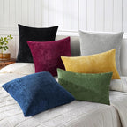 decorUhome Chenille Grey Spring Throw Pillow Covers 20x20 Inch Set of 2, Decorative Soft Couch Pillow Covers Solid Dyed Accent Farmhouse Neutral Square Pillow Cases for Sofa