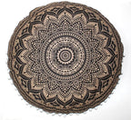 CRAFT KALA Large Round Bohemian Floor Pillow Pouf Cover Mandala Meditation Room Pillow Cover for Adults Boho Seating Poufs Cushion Cover for Kids Playroom 32" Black Gold Ombre