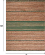 SAFAVIEH Natural Fiber Collection Area Rug - 6' x 9', Natural & Green, Handmade Stripe Boho Farmhouse Rustic Braided Jute, Ideal for High Traffic Areas in Living Room, Bedroom (NFB262Y)