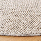 SAFAVIEH Natura Collection Area Rug - 4' Round, Grey & Ivory, Handmade Wool Blend, Textured Design, Ideal for Living Room, Bedroom, Dining Space (NAT425F)