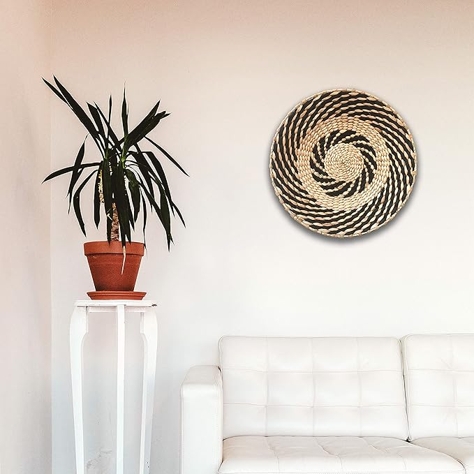 Woven Wall Basket Decor - Woven Bowls Trays Hanging Baskets Indoor Bowl For Home Wall Art.Rustic Durable Structured Boho Decorations. Different Solo Gift Products