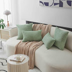 Home Brilliant Sage Green Throw Pillow Covers Couch Spring Pillow Covers Set of 2 Super Soft Striped Corduroy Pillowcases for Chair Couch Decor, 55cm, 22 x 22 Inch, Iceburg Green