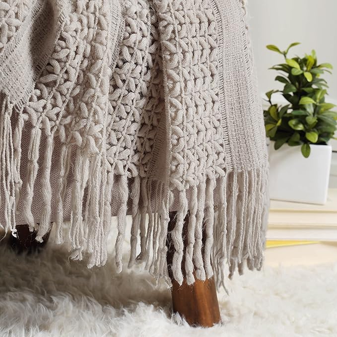 CREVENT Home Decor Couch Sofa Chair Bed Throw Blanket, Soft Warm Cozy Light Weight for Travelling, Giftable for Christmas(50''X60'' Taupe)