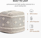 Anji Mountain Pouf Ottoman Foot Rest, Handmade Ottoman Pouf, Comfortable Foot Stool, Decorative Floor Seating for Living Room Decor, Bedroom & Home Décor Accent - Flint Weave