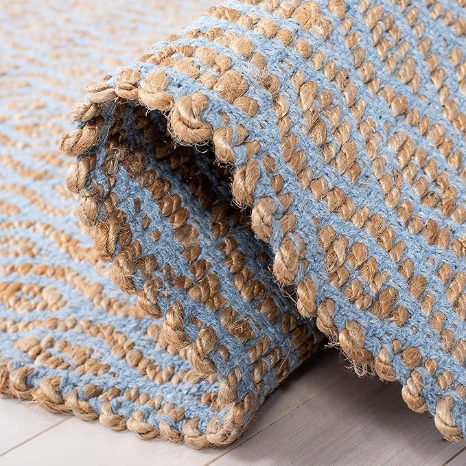 SAFAVIEH Cape Cod Collection 6' x 9' Silver / Natural CAP821J Handmade Flatweave Jute Area Rug