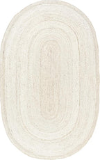 nuLOOM Oval 6x9 Rigo Jute Hand Woven Area Rug, Off White, Solid Farmhouse Design, Natural Fiber, For Bedroom, Living Room, Dining Room, Hallway, Office, Kitchen, Entryway
