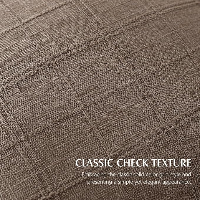 Foindtower Set of 2 Decorative Linen Check Throw Pillow Covers Neutral Farmhouse Vintage Cushion Covers Modern Boho Home Decor for Sofa Chair Couch Bedroom Living Room,20×20 Inch,Taupe Grey