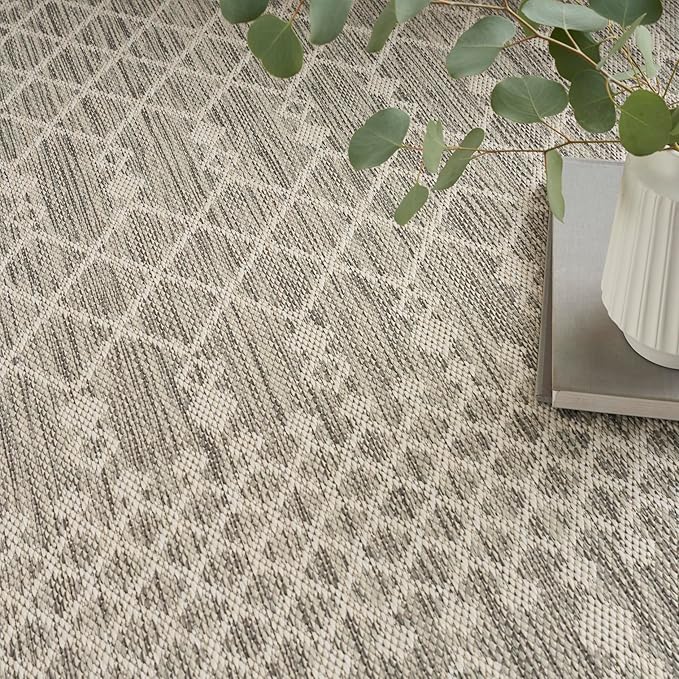 Nourison Home Positano Light Grey 9' x 12' Area Rug - Easy Clean, Non Shedding, Bed Room, Living Room, Dining Room, Kitchen (9' x 12')