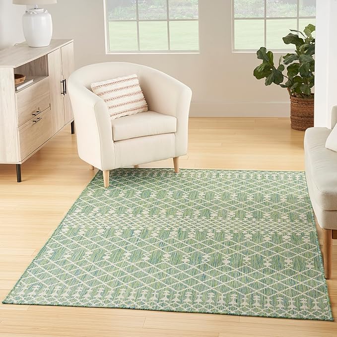 Nourison Home Positano Blue Green 5' x 7' Area Rug - Easy Clean, Non Shedding, Bed Room, Living Room, Dining Room, Kitchen (5' x 7')