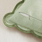 Light Green Scalloped Pillow Cover Pack of 2 Spring Chenille Decorative Cute Boho Couch Throw Pillow Covers 18" x 18" Aesthetic Funky Preppy Pillow Cases for Sofa Living Room