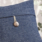 Phantoscope Pack of 2 Farmhouse Geometric-Pattern Button Vintage Linen Decorative Pillow Cover for Couch Bed and Chair Denim Blue 18 x 18 inches 45 x 45 cm
