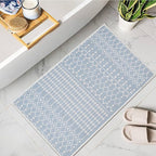 Cotton Morroccan Area Runner Rug 27x45 Inches - Spa Blue, Non Slip Washable Boho Woven Runners Ideal for Hallways, Kitchen, Bedroom, Laundry Room | Farmhouse Blue Decorative Floor Mats for Balcony