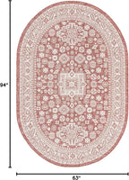 Rugs.com Outdoor Aztec Collection Rug – 5' x 8' Oval Rust Red Flatweave Rug Perfect for Living Rooms, Large Dining Rooms, Open Floorplans