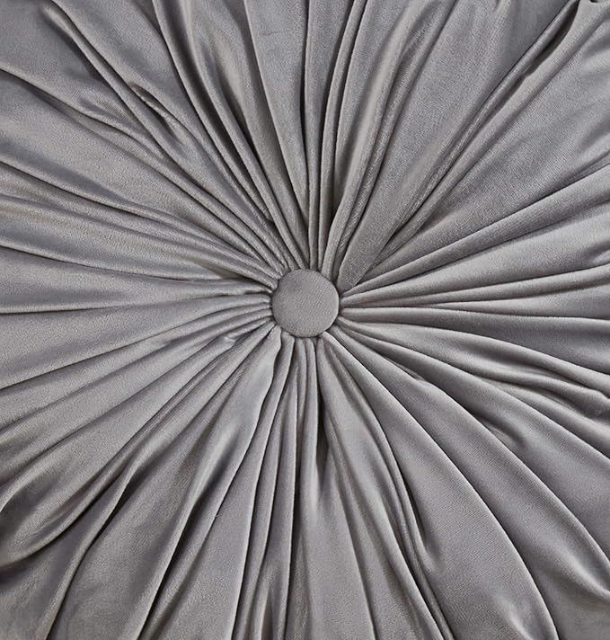 SARO LIFESTYLE Round Velvet Pintucked Poly Filled Throw Pillow (Set of 2)