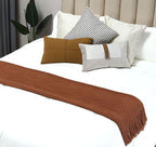 CREVENT Rustic Farmhouse Knit Throw Blanket for Couch Sofa Chair Bed Home Decoration, Soft Warm Cozy Light Weight for Spring Summer Fall (50''X60'' Caramel)