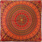 Popular Handicrafts Floor Pillow Cushion Cover - Hippie Elephant Mandala Square Ottoman Daybed Oversized Cotton Cushion Cover with Heavy Duty Zipper - Dog-Pets Bed, 35" Maroon