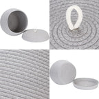 Sea Team Round Cotton Rope Storage Basket with Lid, Decorative Woven Storage Bin, Pot, Caddy, Organizer, Container for Snacks, Towels, Plants, 13 x 9 Inches (Large, Grey)