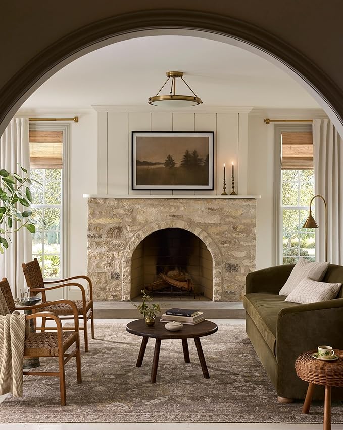 Loloi Magnolia Home by Joanna Gaines Pace Collection PAC-03 Taupe/Wheat 9'-6" x 9'-6" Round Area Rug